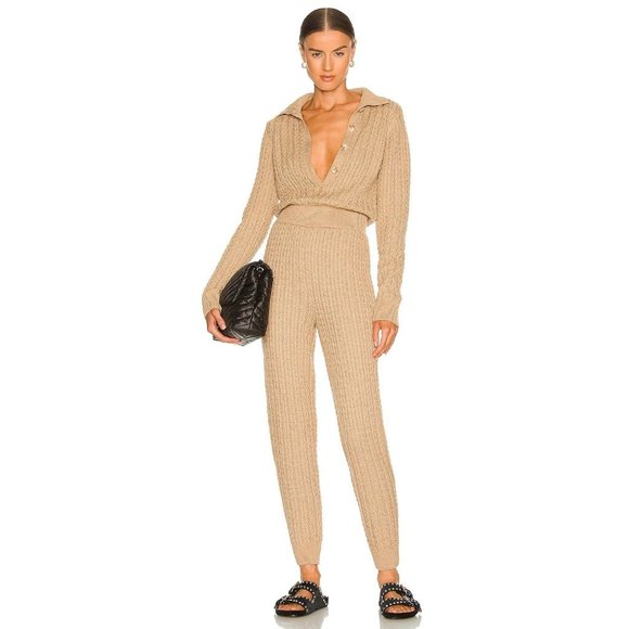 L'Academie Pants - L'Academie Elowen Jumpsuit in Taupe Small New Nwt Women's Knit Sweater Outfit